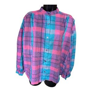Vintage Alley Cat II Plaid Button Up Shirt PTP 22 Oversized